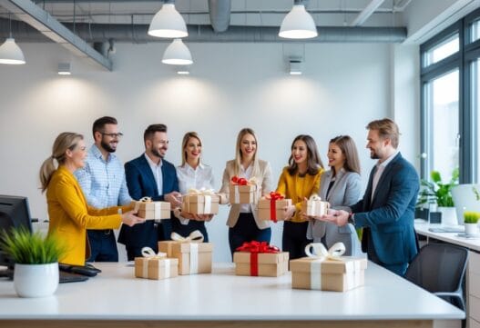 Professionelt billede af firmagaver til ansatte, præsenteret i en attraktiv og detaljeret opsætning.